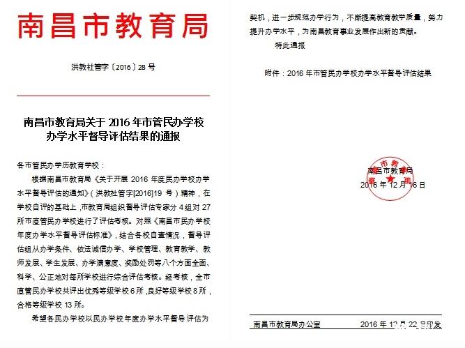 南昌向遠鐵路學校辦學水平獲南昌市教育局評為優(yōu)秀等級學校